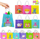 JOYIN 36 Pack Easter Non-Woven Gift Bags Cute Bunny Animal Easter Treat Bags for Kids Party Supplies Classroom Prizes