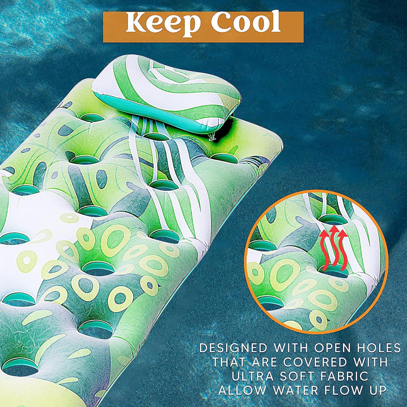 Sloosh 66in15 Pocket Inflatable Luxury Fabric Pool Float