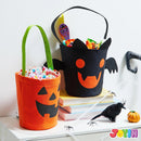 Halloween Bat and Pumpkin Candy Tote Bucket Set Reusable Felt Trick or Treat Goody Bags