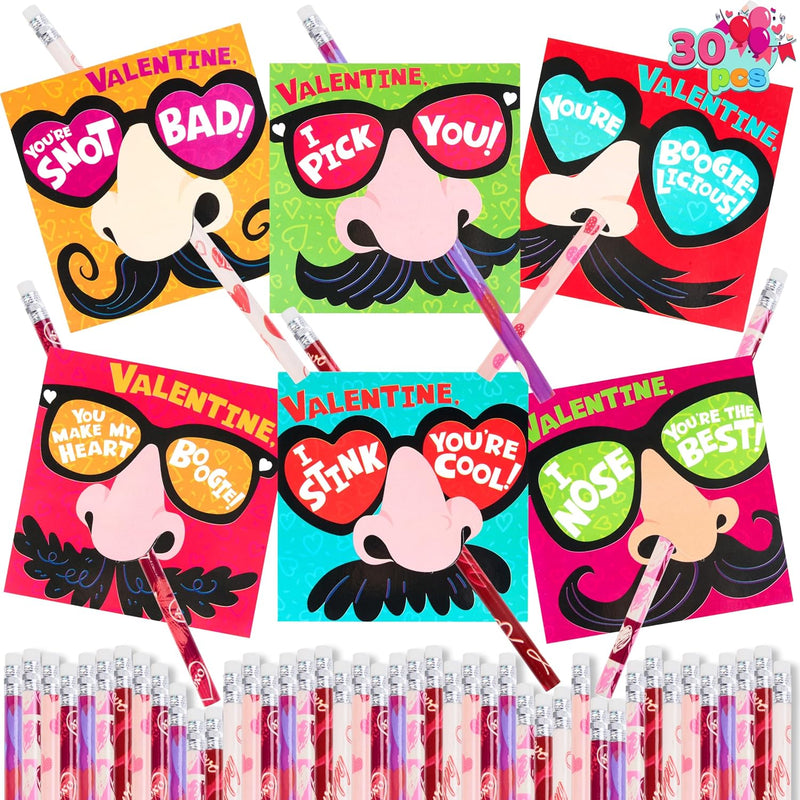 JOYIN 30PCS Funny Nose Valentines Pencil