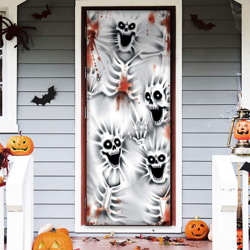 4 Piece 3d Design Scary Skeleton Door Cover