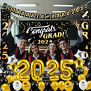 JOYIN Graduation Party Decorations Class of 2025, Black & Gold Grad Celebration Supplies Set with Backdrop Banner, Porch Sign, Balloons, Foil Number 2025, Hanging Strip for High School College Grad