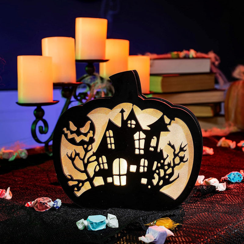 Lighted Pumpkin Shadow Box (Spooky residence)