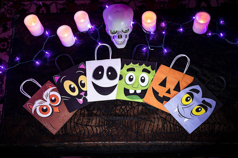 Halloween Colorful Bags with Handles, 24 Pcs