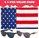 4Pcs July 4th Flag Bandanas & Sunglasses