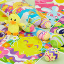 JOYIN 72 Pack Easter Plastic Gift Bags with Animal Flower Easter Party Supplies for Kids