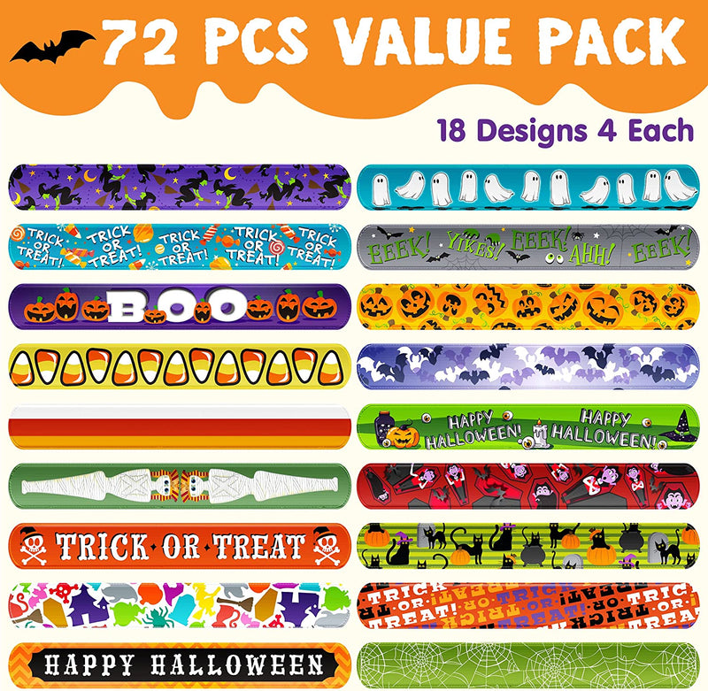 72 Piece Halloween Slap Bracelets