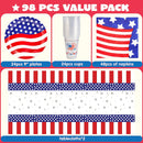 98Pcs July 4th Tableware Set, Serving 24 People