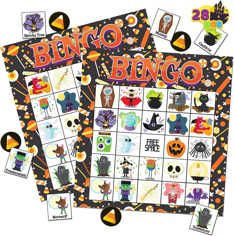 Halloween Themed Bingo Game Card, 28 Player