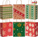 24 PCS Christmas Kraft Bags Holiday Paper Goody Gift Bags with Handles for Xmas Gifts Wrapping Party