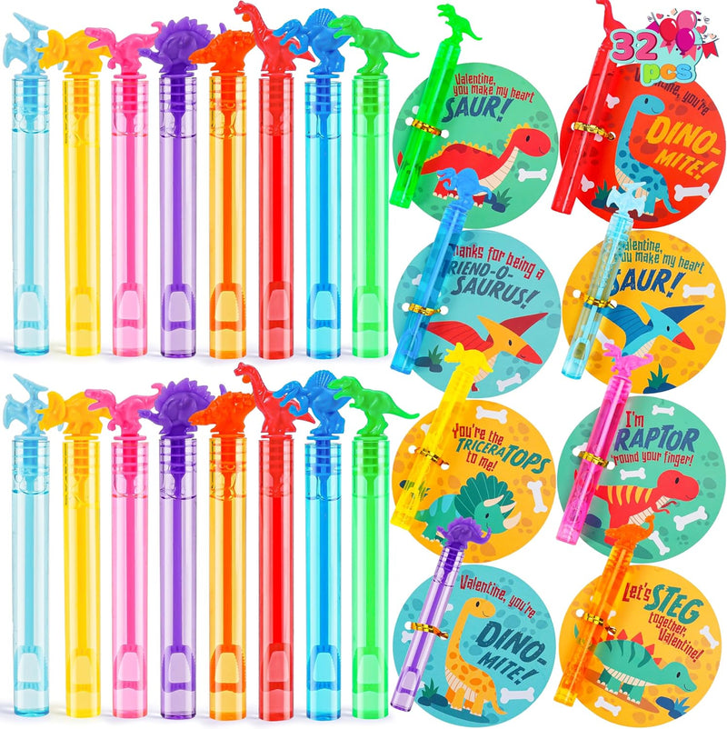 JOYIN 32 Packs Valentine's Day Gift Cards with Mini Bubble Wands for Kids