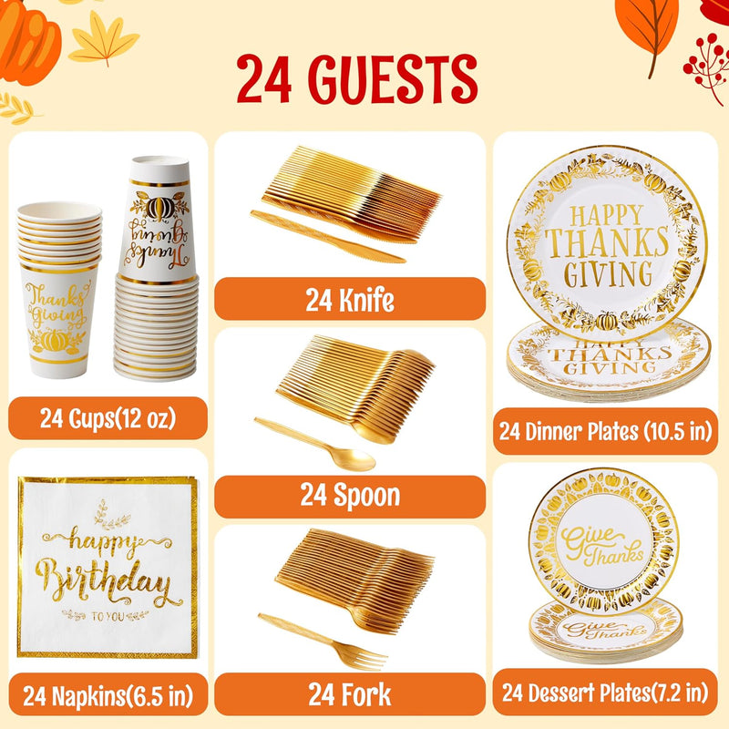 168Pcs Thanksgiving Paper Plates Set