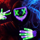 LED Multi Color Scary Mask And Gloves, (green&purple)