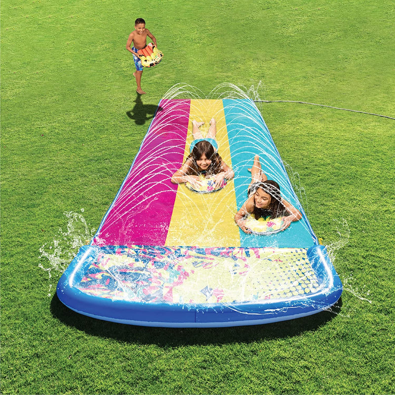 SLOOSH - Water Slide 3 Person Deluxe Digital Pattern Water Slides with 3 Bodyboards