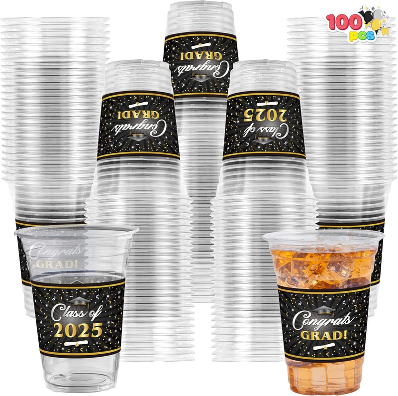 100 Pcs 16oz Graduation Cups Party Plastic Cups