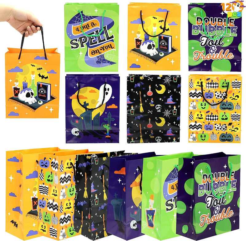 Halloween Paper Tote Bags with Handle, 12 Pcs