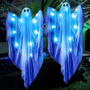 2 Pcs 35.4” Halloween Hanging Light up Ghost with Blue LED Light