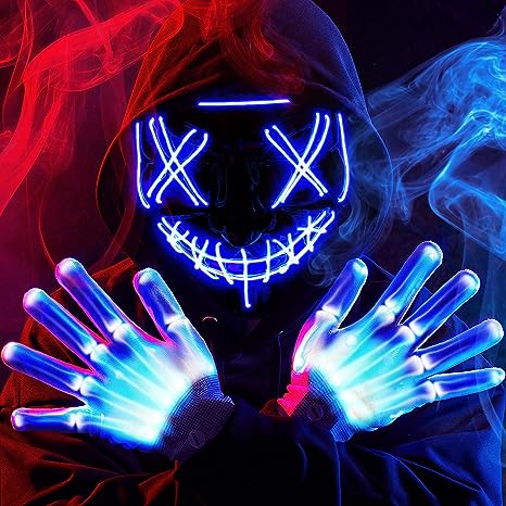 LED Cosplay Scary Mask And Gloves