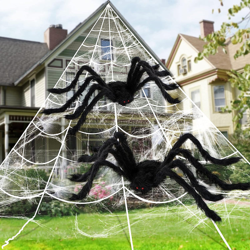 2 Pcs Spiders with 800sqft Cobweb