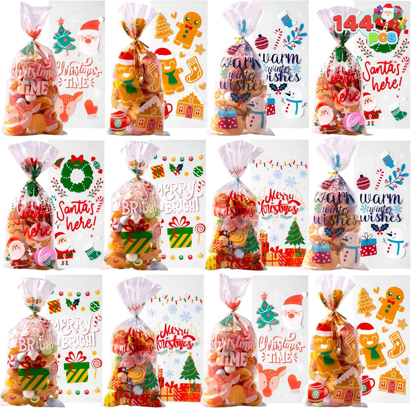 144 PCS Christmas Cellophane Candy Bags