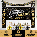 JOYIN Graduation Party Decorations Class of 2025, Black & Gold Grad Celebration Supplies Set with Backdrop Banner, Porch Sign, Balloons, Foil Number 2025, Hanging Strip for High School College Grad