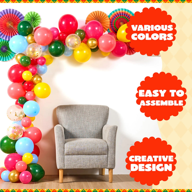 96Pcs Mexican Fiesta colorful Party Decoration Supplies with balloons