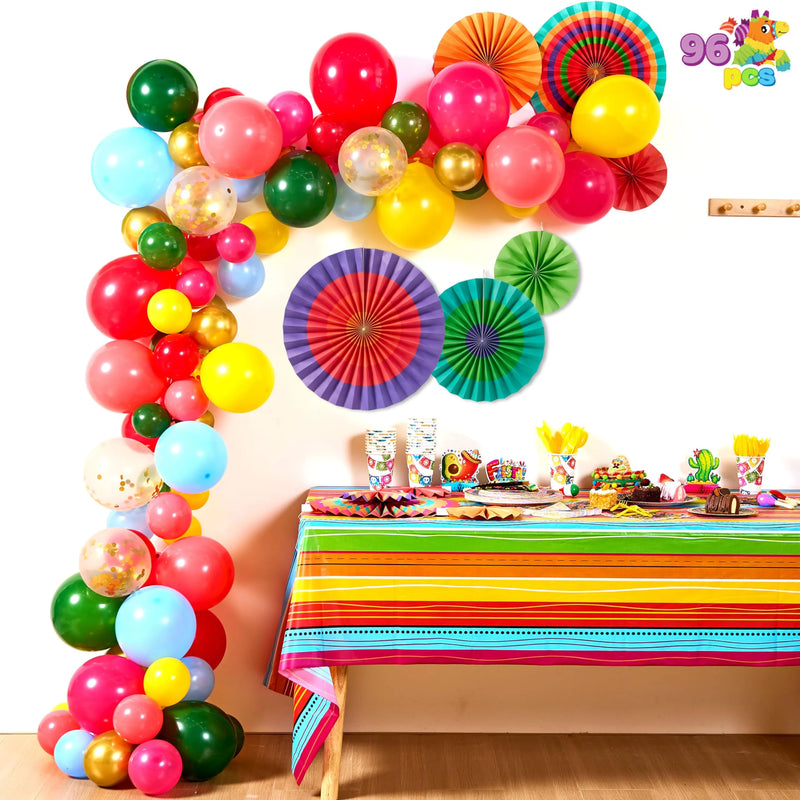 96Pcs Mexican Fiesta colorful Party Decoration Supplies with balloons