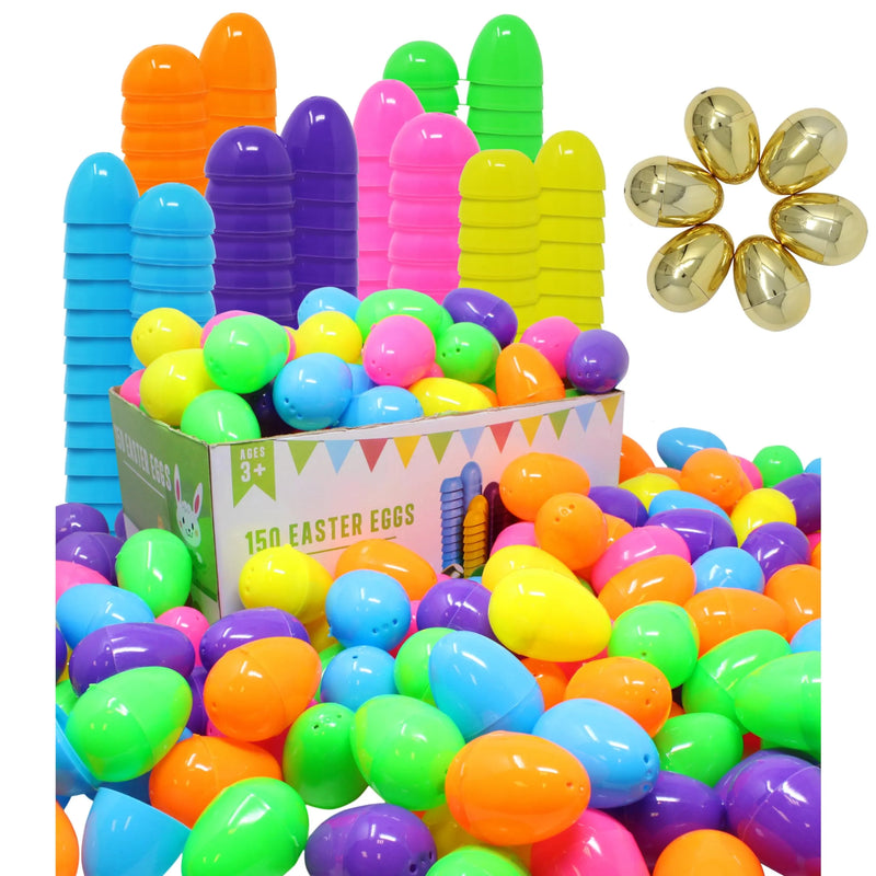98Pcs 2.3in Easter Eggs with 2 Golden Eggs, Plastic Eggs Fillable for Easter Eggs Hunt