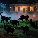 6 Pcs Halloween Black Cat Yard Signs with Glow in Dark Eyes