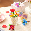 24 Pcs Valentines Day Flower Bouquet Building Blocks with Cards