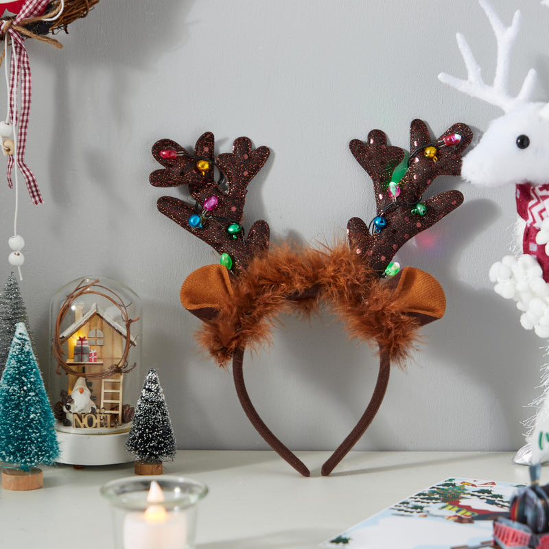 Christmas Light Up Reindeer Headband for Adult Kids