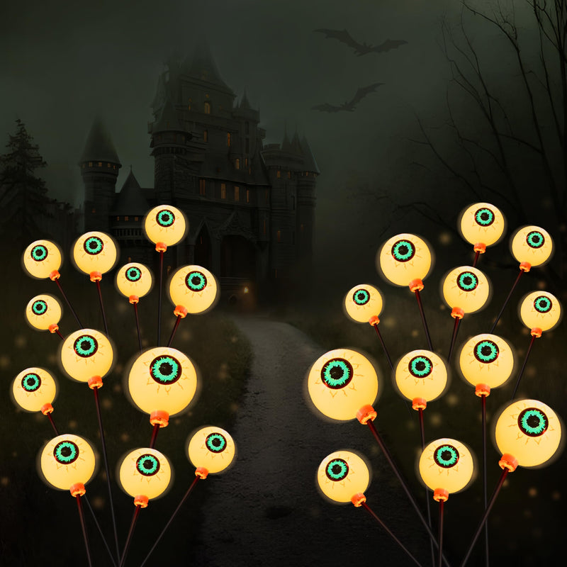 Halloween Decorations Outdoor Solar Scary Eyeball Lights-Warm White