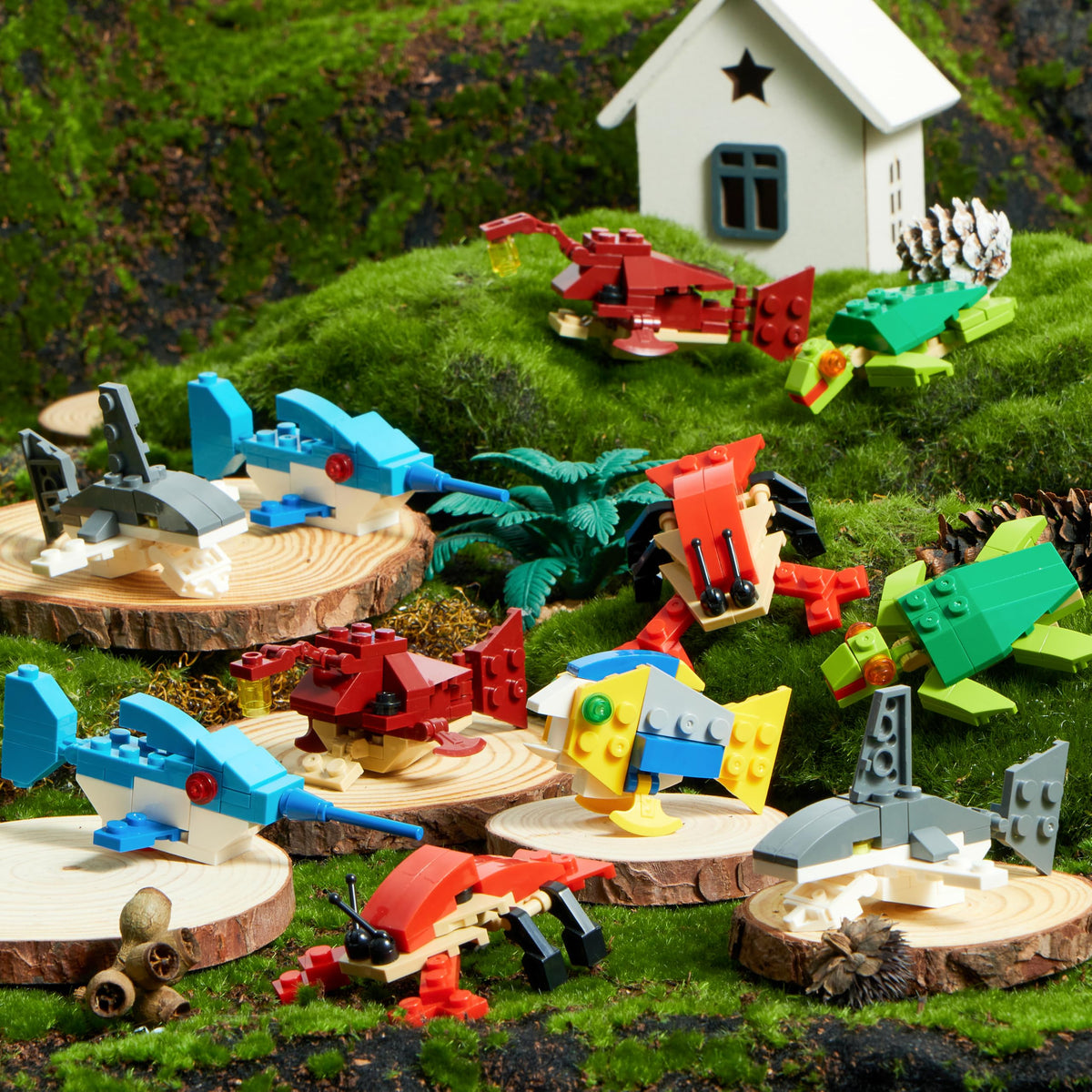 24 Packs Valentines Day Cards with Sea Animal Building Blocks for
