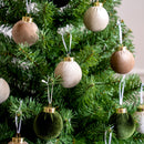 15 Pcs Christmas Velvet Ball Ornaments Set, 2.36'' Green Brown Neutral