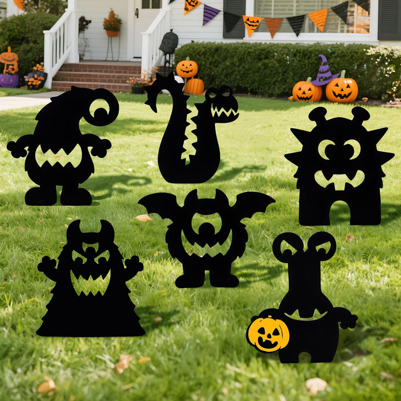 6Pcs Monster Yard Stakes Halloween Lawn Decorations