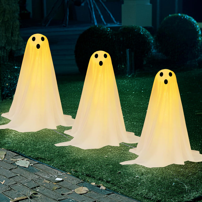 3Pcs Halloween Decorations Outdoor Ghosts Pathway Lights