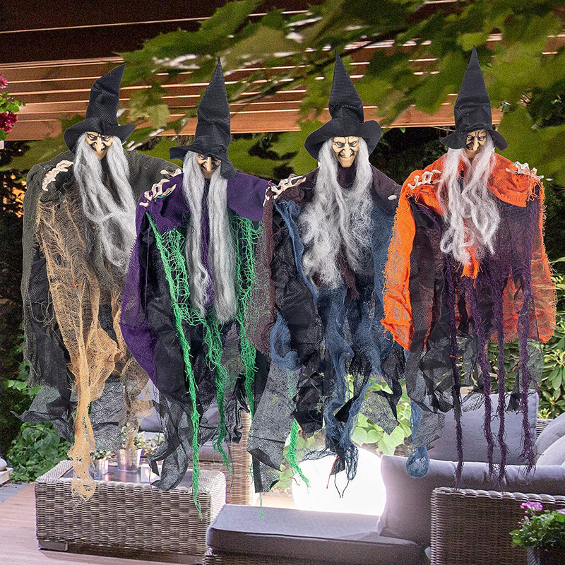 19.6in Halloween Hanging Wicked Witch, 4 Pack