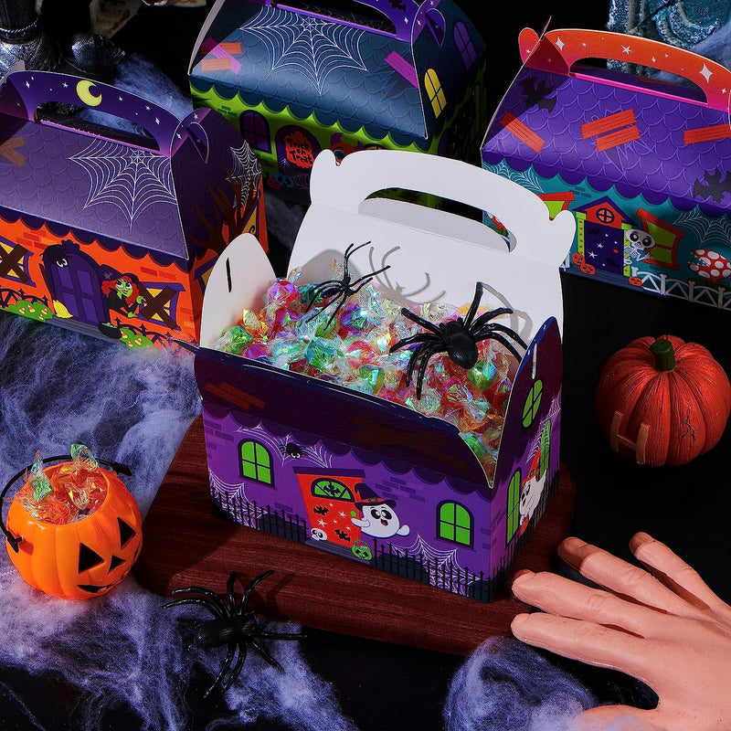 3D Halloween House Cardboard Treat Boxes, 32 Pcs