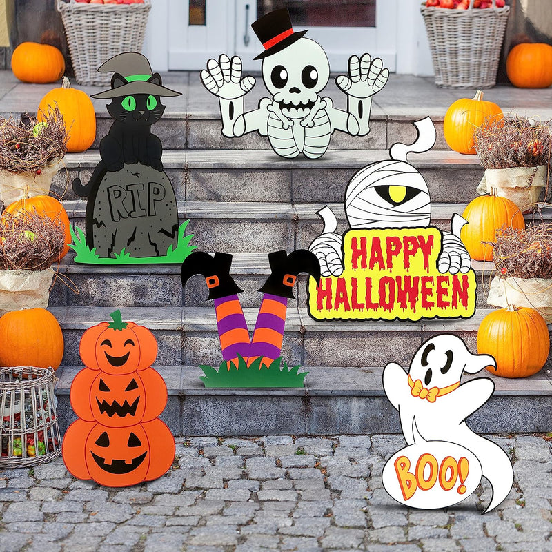Classic Halloween Characters Yard Signs, 6 Pcs