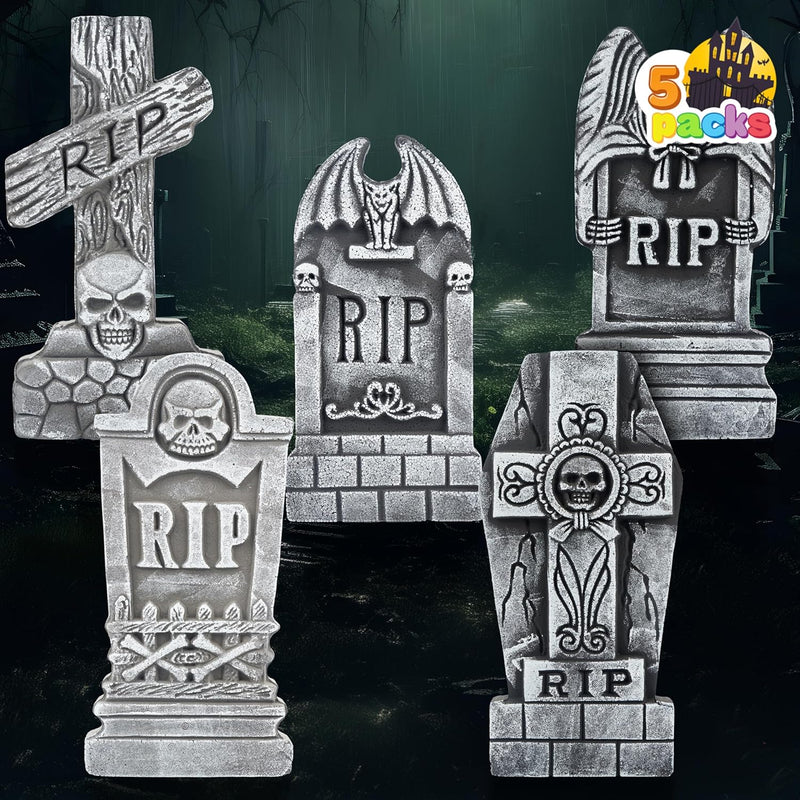 Halloween Rip 17” Halloween Foam RIP Graveyard Tombstones (5 Pack)