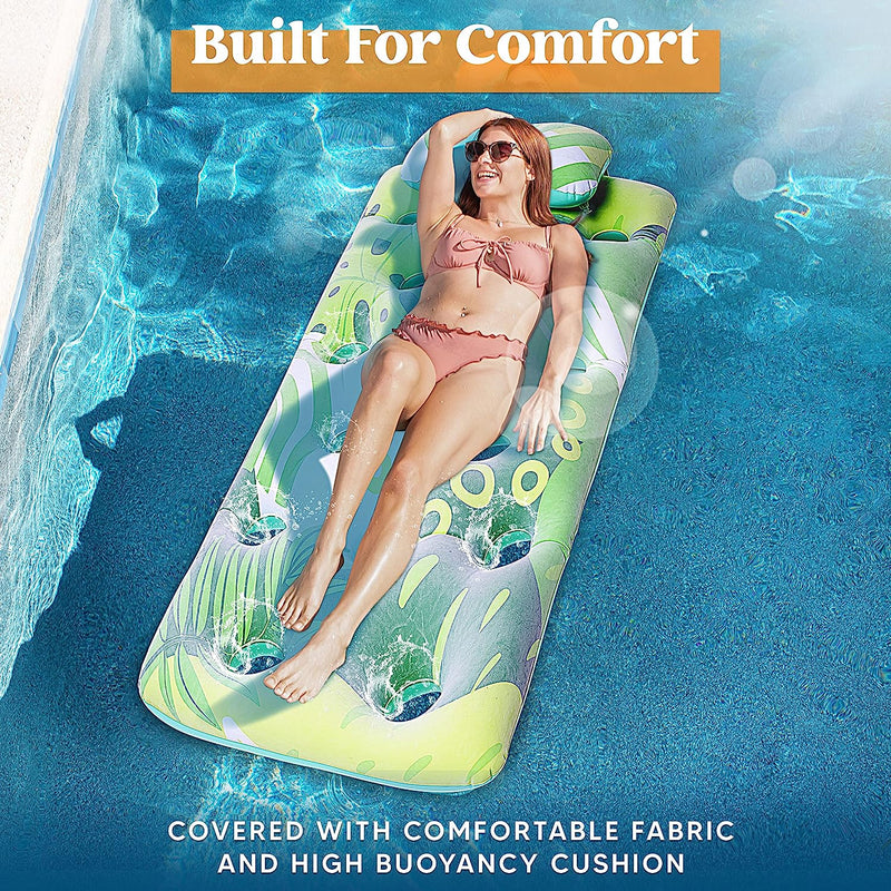 Sloosh 66in15 Pocket Inflatable Luxury Fabric Pool Float