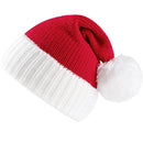 Adult Knit Christmas Santa Beanie Hat with Pom Poms