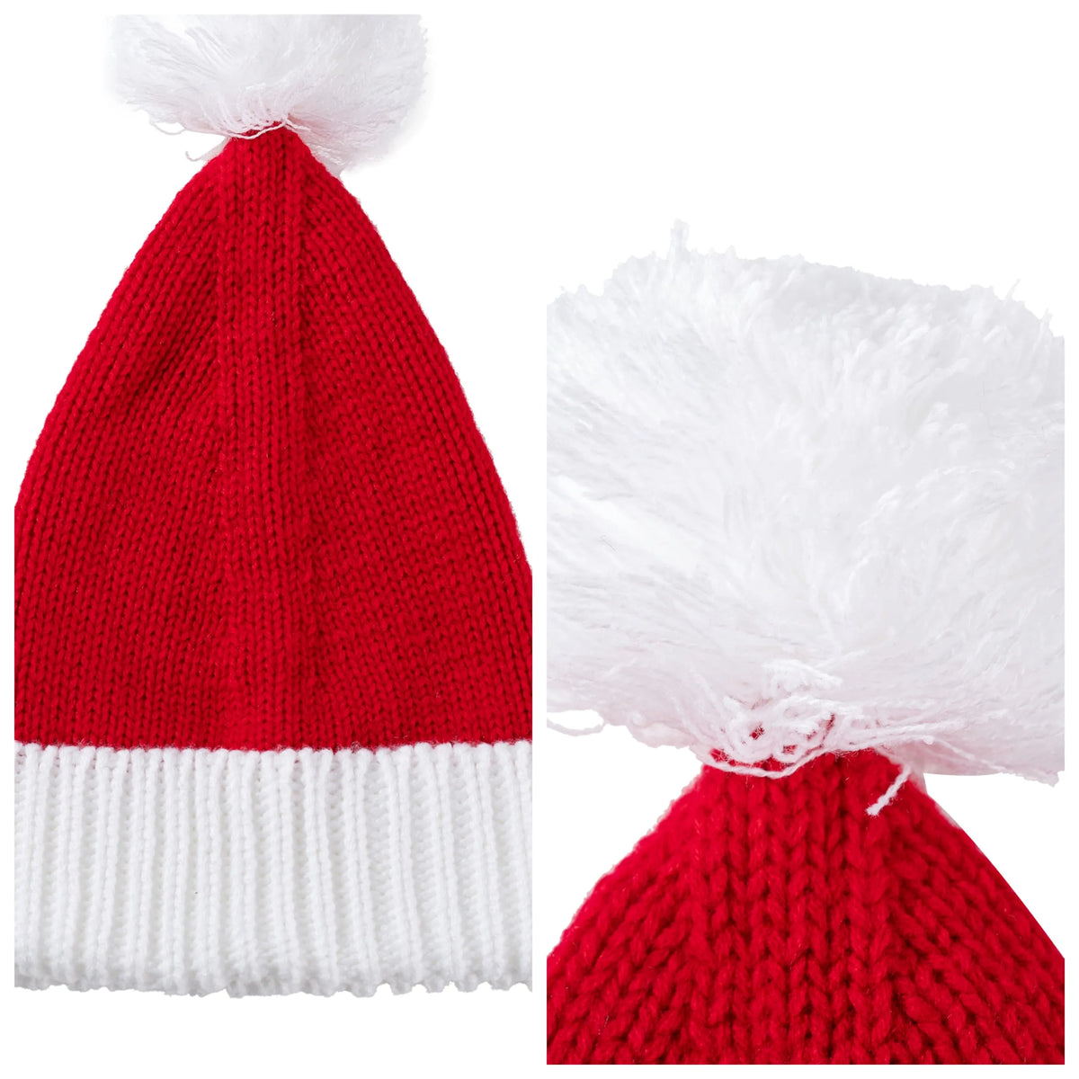 Adult Knit Christmas Santa Beanie Hat with Pom Poms display picture 3