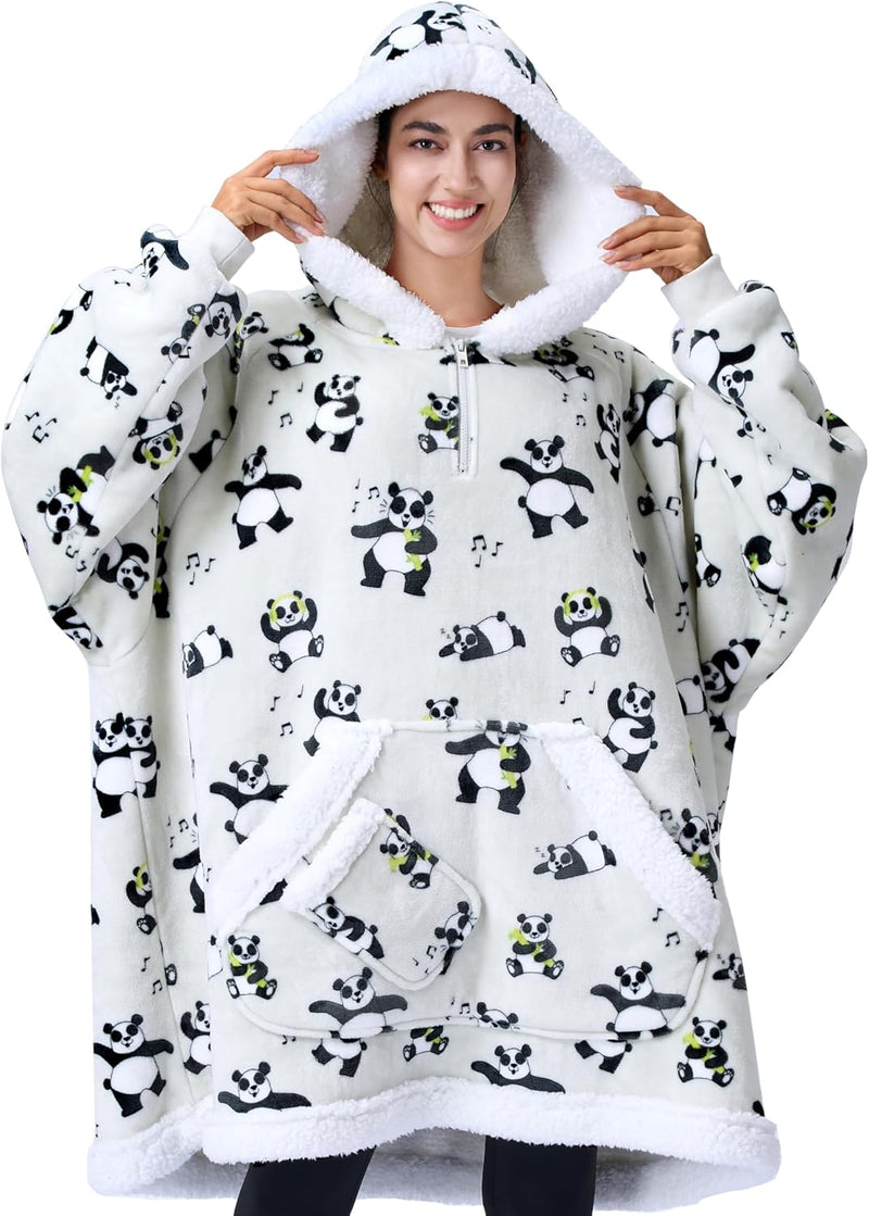 Adult Sherpa Wearable Blanket-Panda