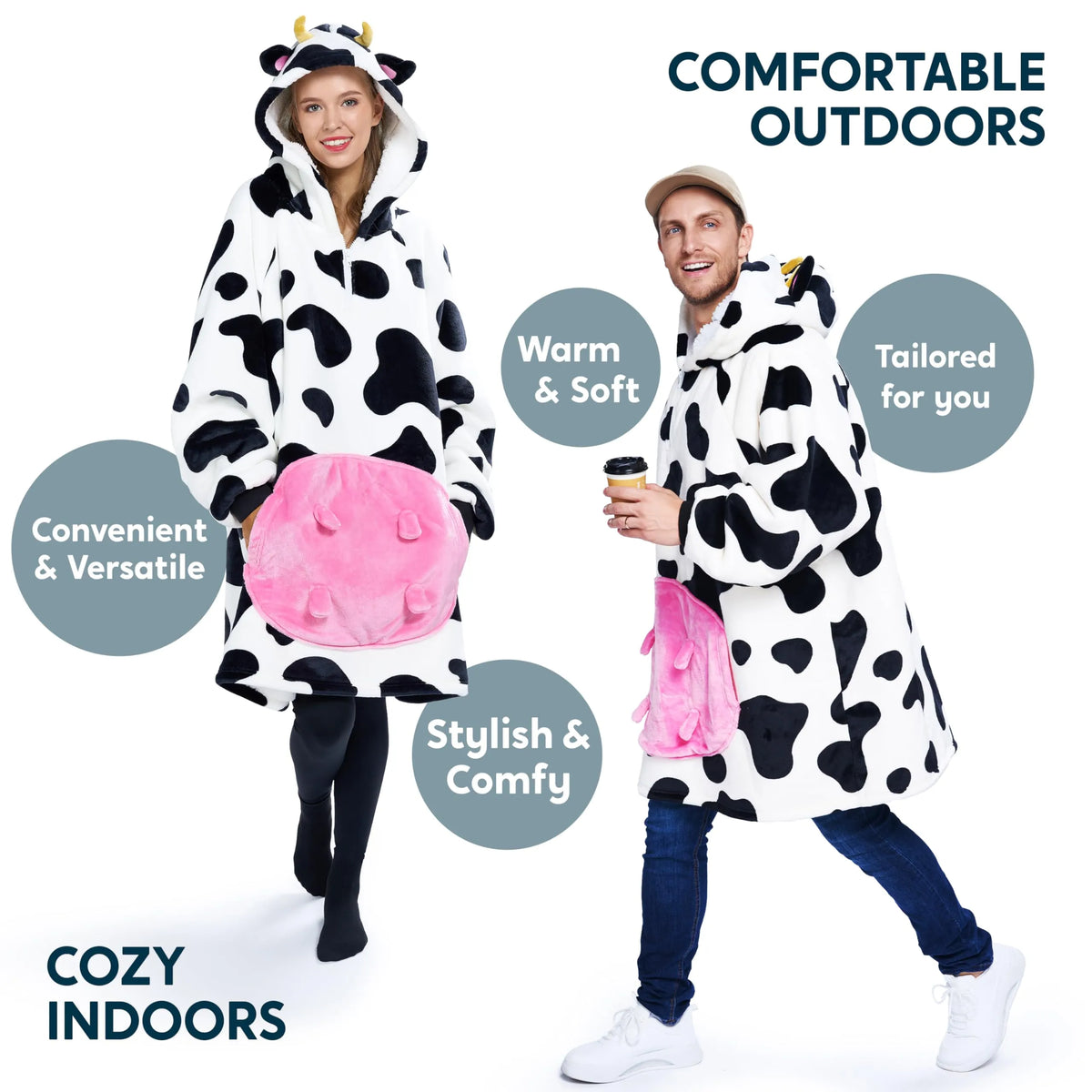 Adults Blanket Hoodie for Women Men, Sherpa Pullover Hooded Wearable B