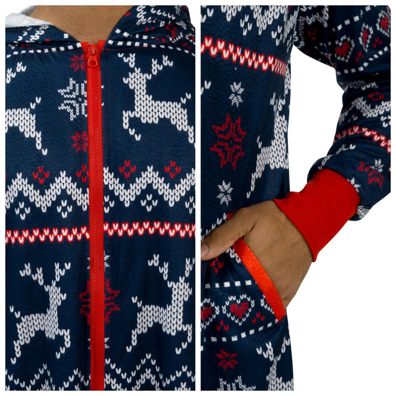 Adults Christmas Hooded Pajamas, Men Loose Christmas Pajamas