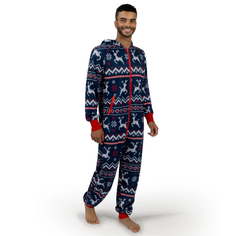 Adults Christmas Hooded Pajamas, Men Loose Christmas Pajamas