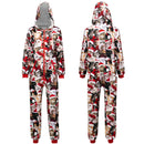 Adults Cute Cat Print Christmas Hooded Pajamas with Pockets
