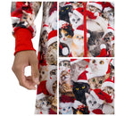 Adults Cute Cat Print Christmas Hooded Pajamas with Pockets