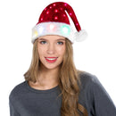 Adults Light-up Christmas Santa Elf Hats with Pom Poms and Colorful Lights